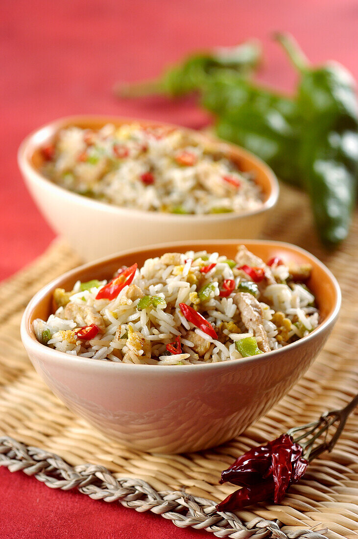 Rice with pork and vegetables