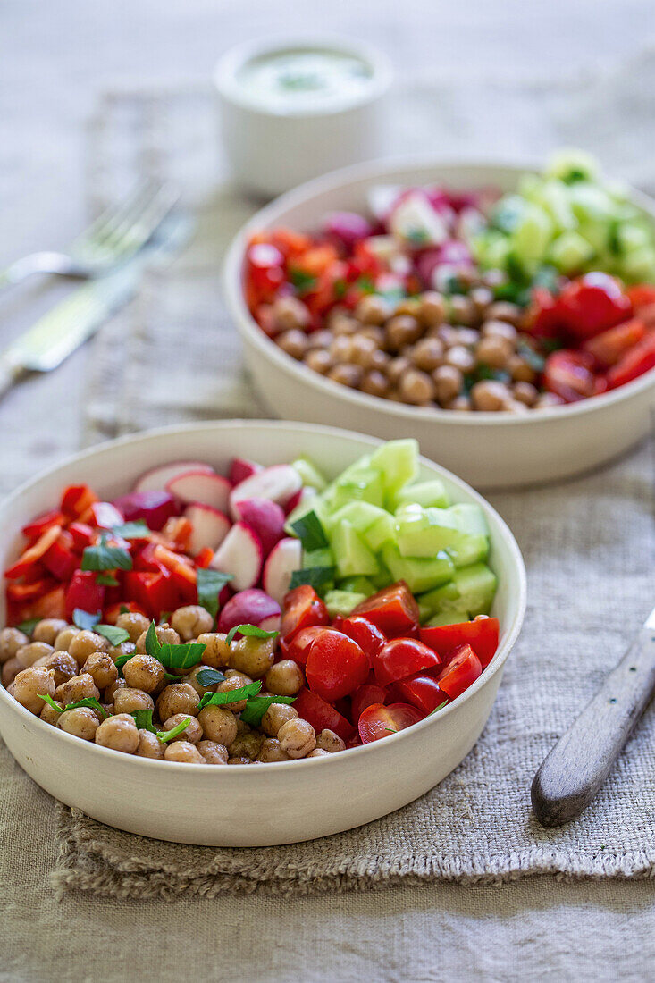 A veggie bowl with chickpeas