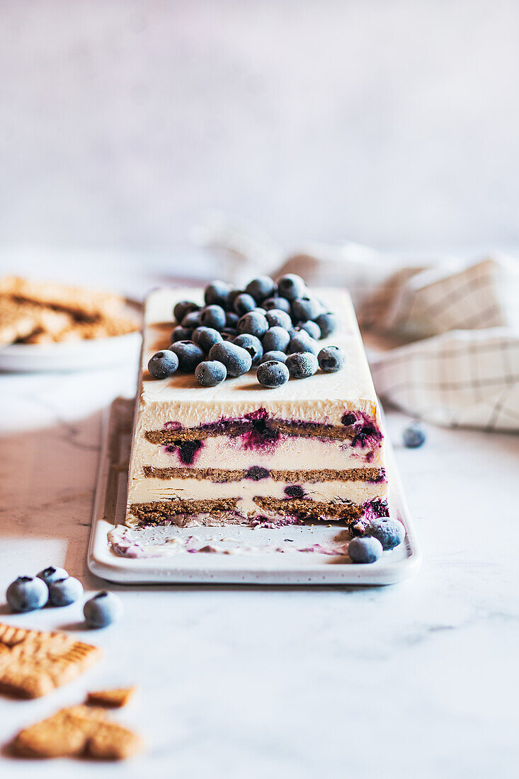 Blueberry Biscuit Ice Cream Cake-