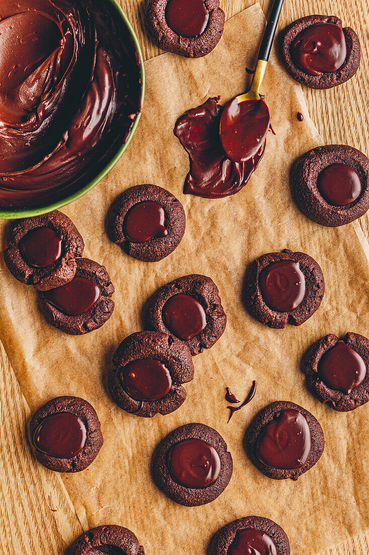 Chocolate Thumbprint Cookies