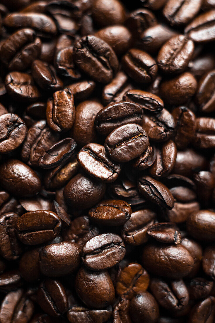 Macro shot close up of coffee beans