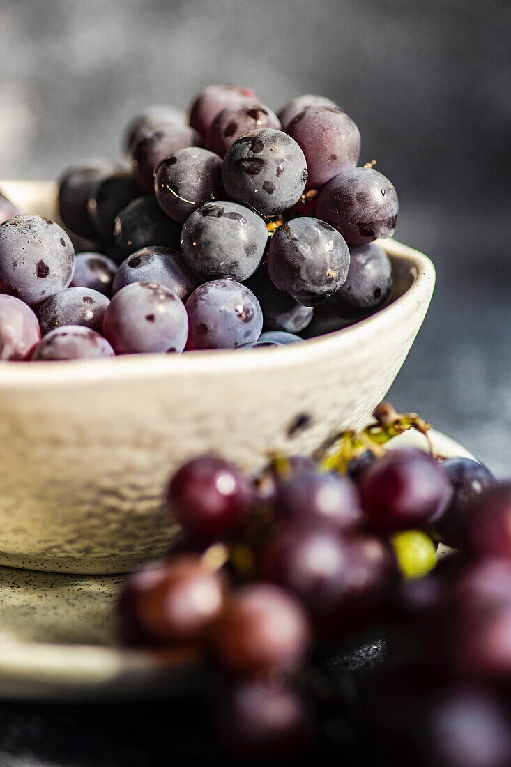 Organic healthy grape close up with water drops