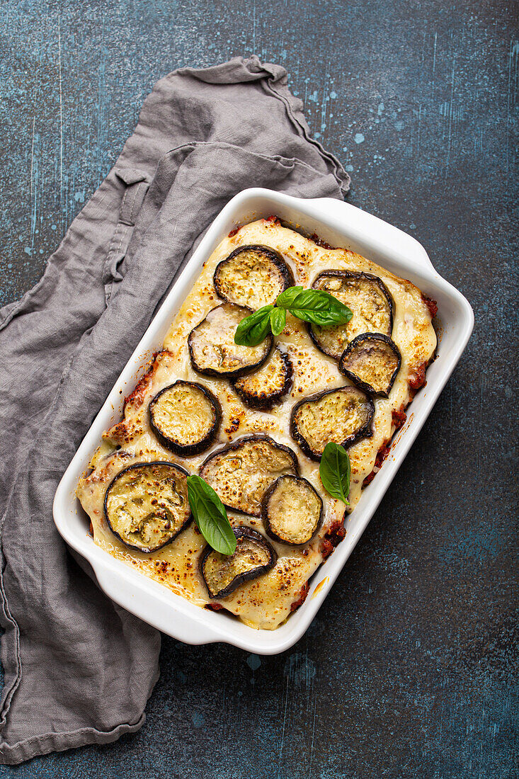 Moussaka with baked eggplants and ground beef