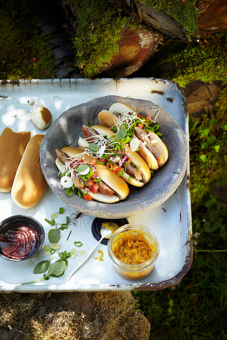 Grillwurst im Hot-Dog-Brötchen