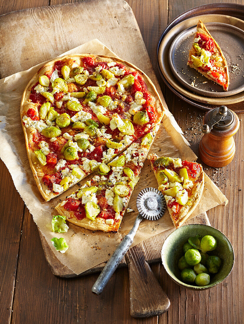Pizza with Brussels sprout and ricotta