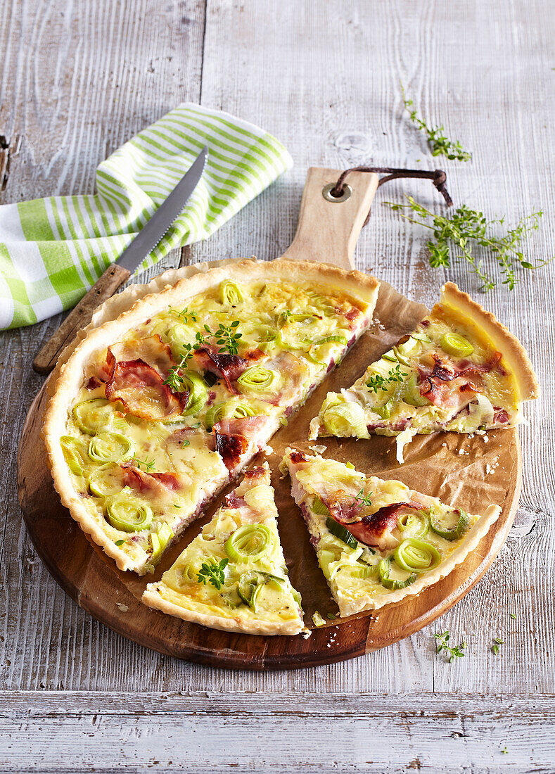 Quiche with leek and ham