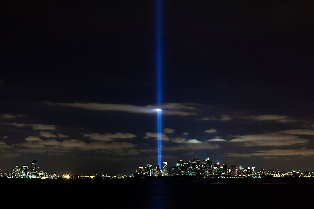Light beam display tribute to September 11 2001