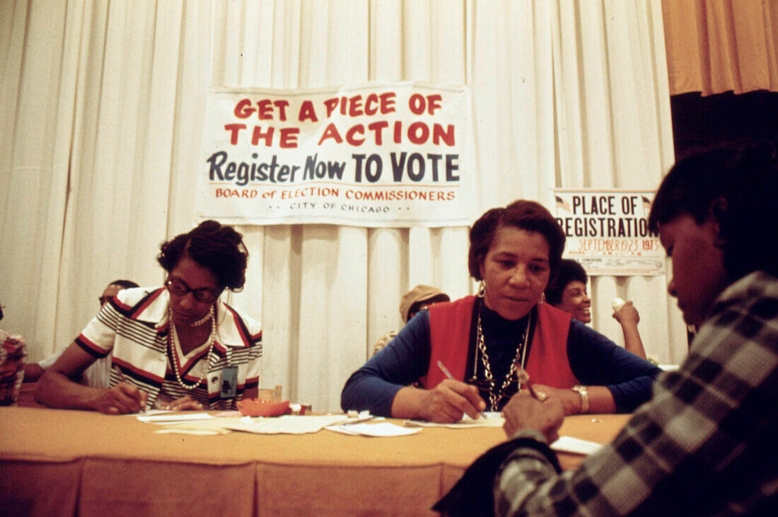 African American voter registration drive in Chicago, USA
