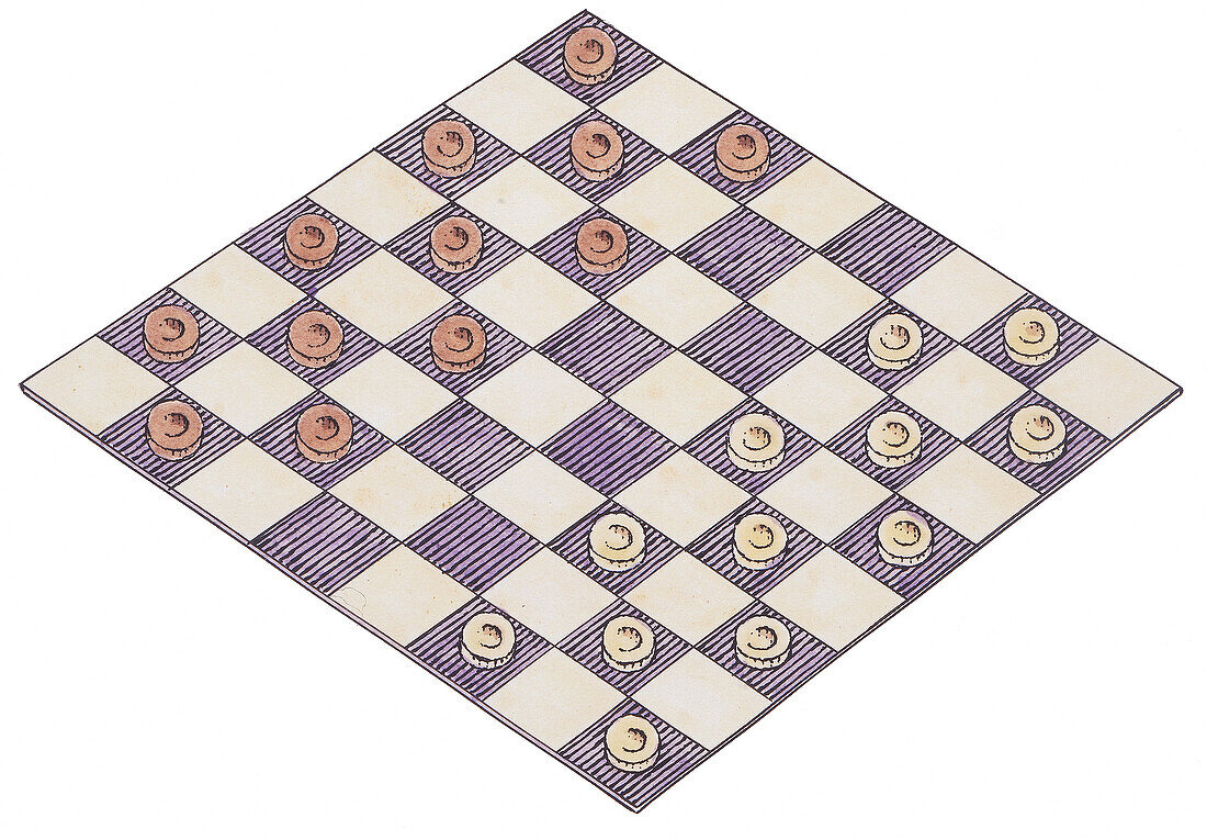 Draughts board and pieces