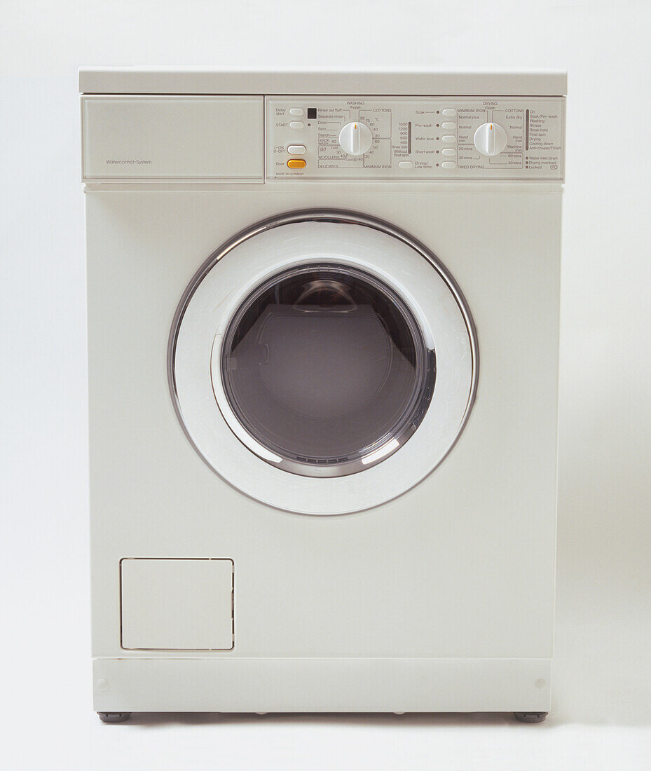 Washer-drier machine, front view