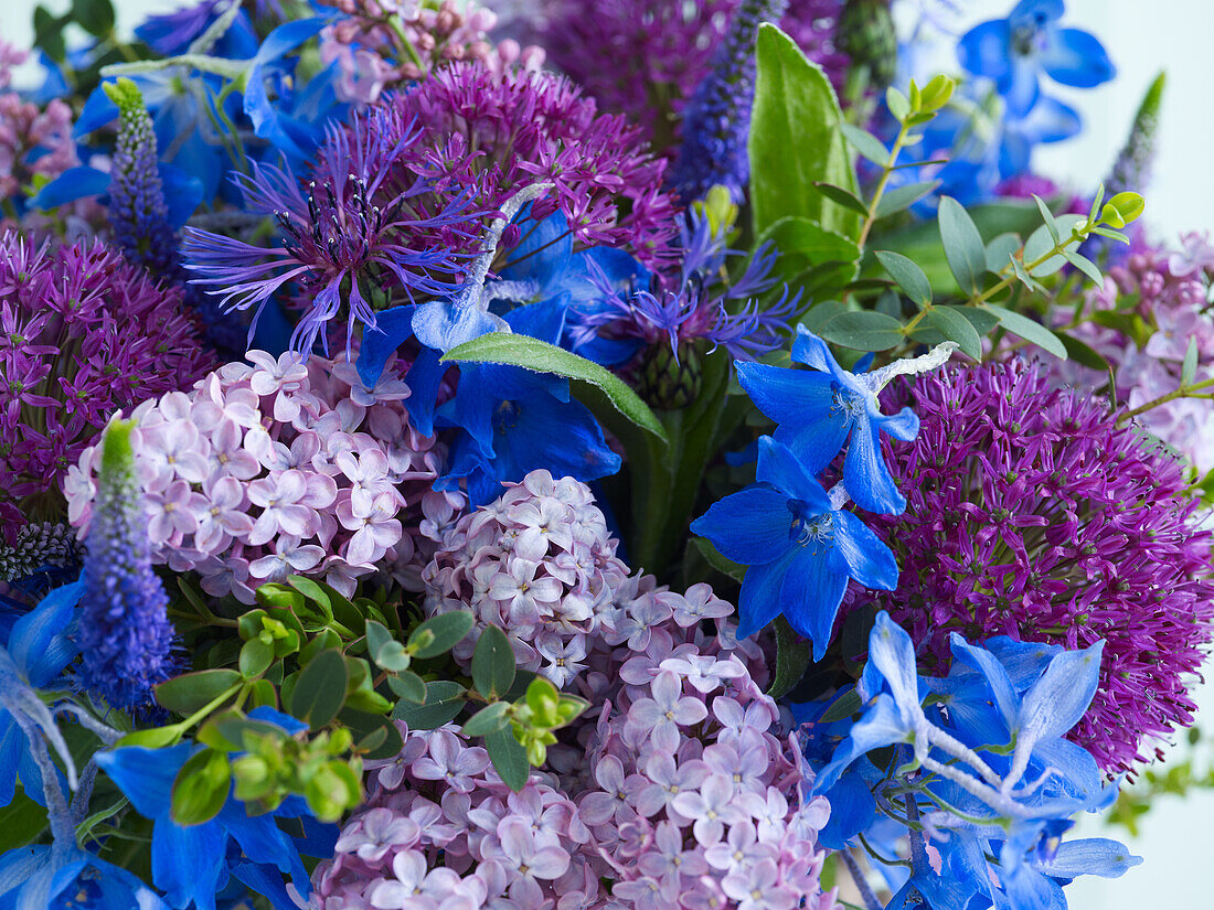Purple and blue bouquet, close-up
