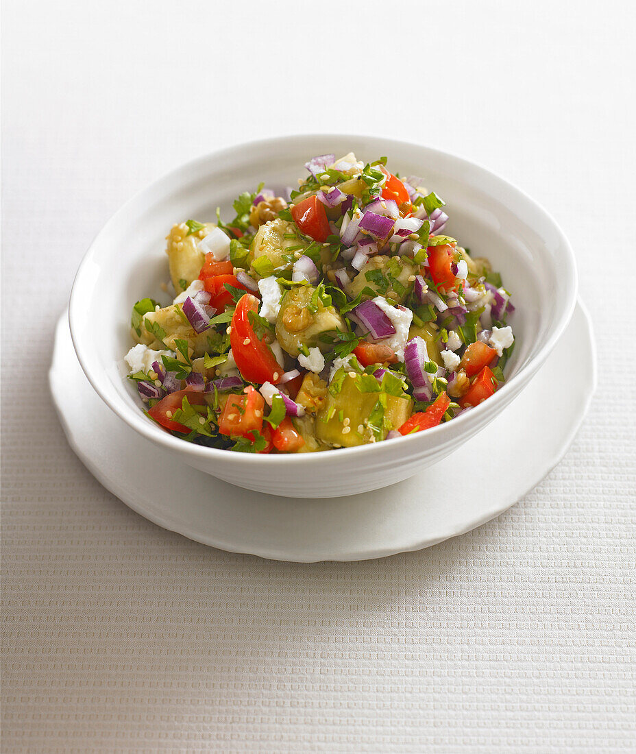 Bowl of aubergine salad