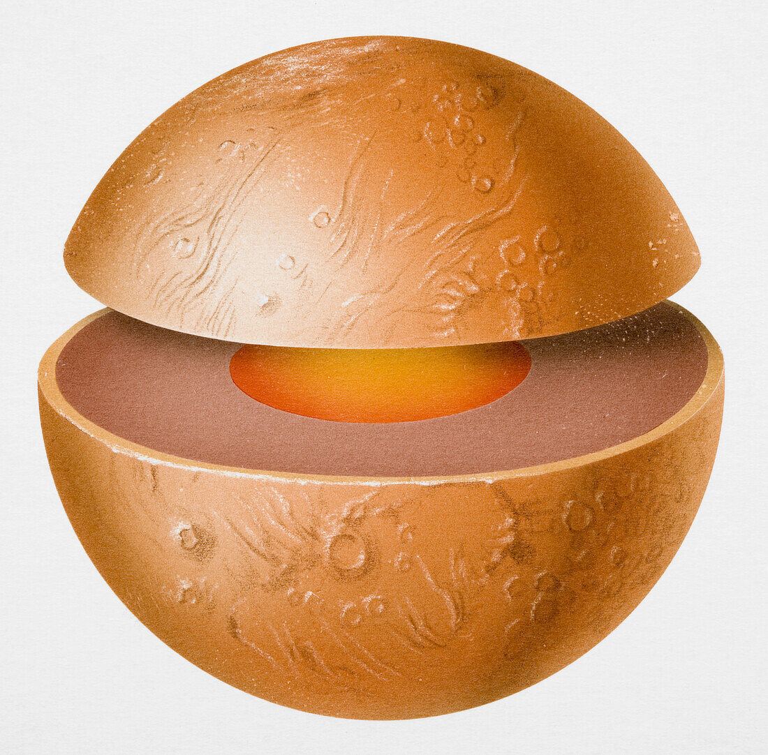 Cross section of Mars, conceptual illustration