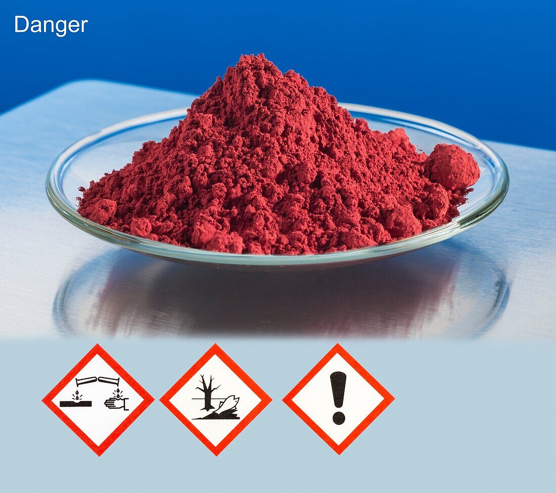 Copper (I) oxide with hazard pictograms