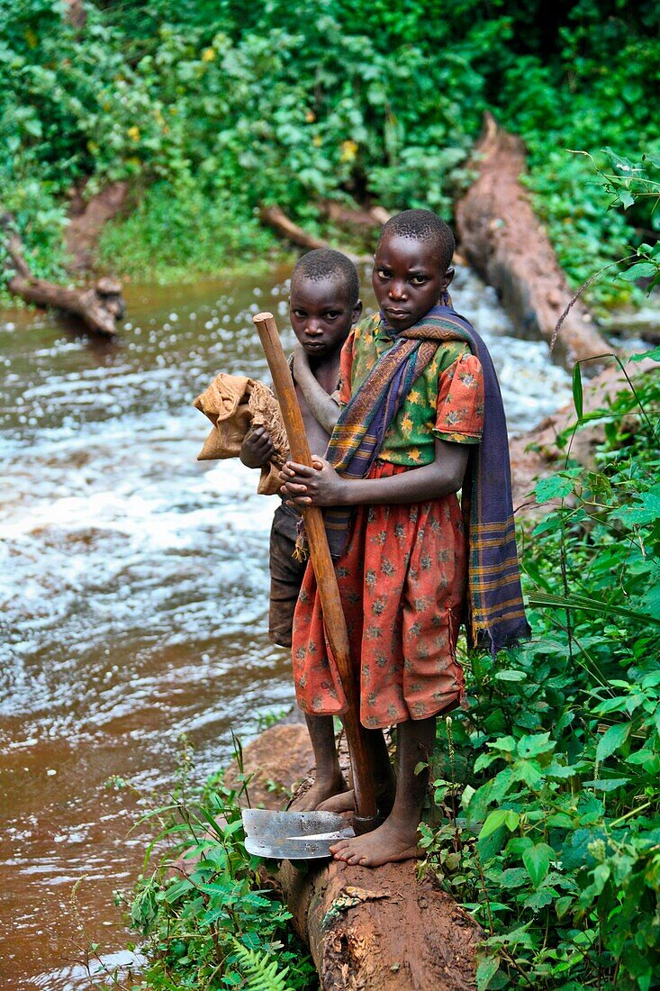Children about to cross river