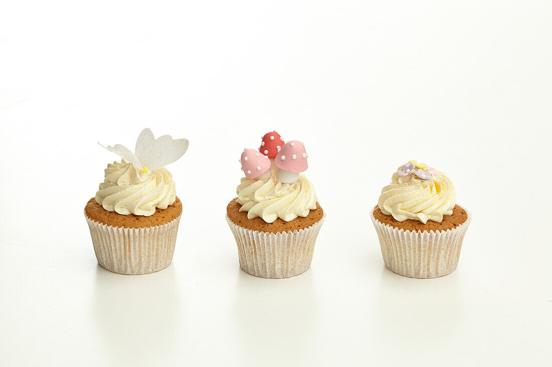 Three fairy cupcakes
