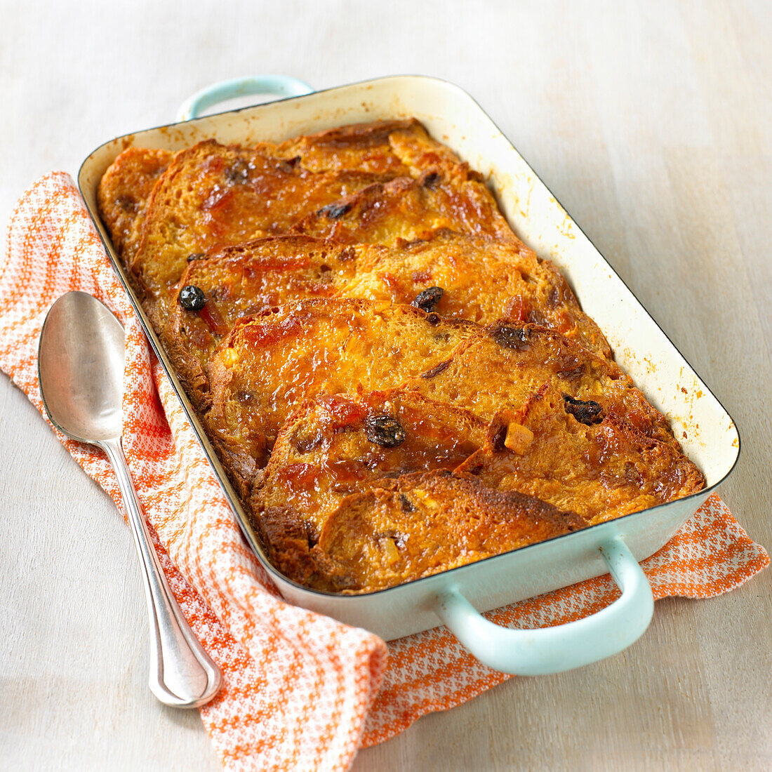 Baked panettone and marmalade pudding
