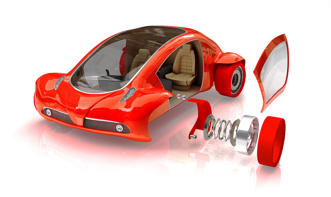 Parts of futuristic car, illustration