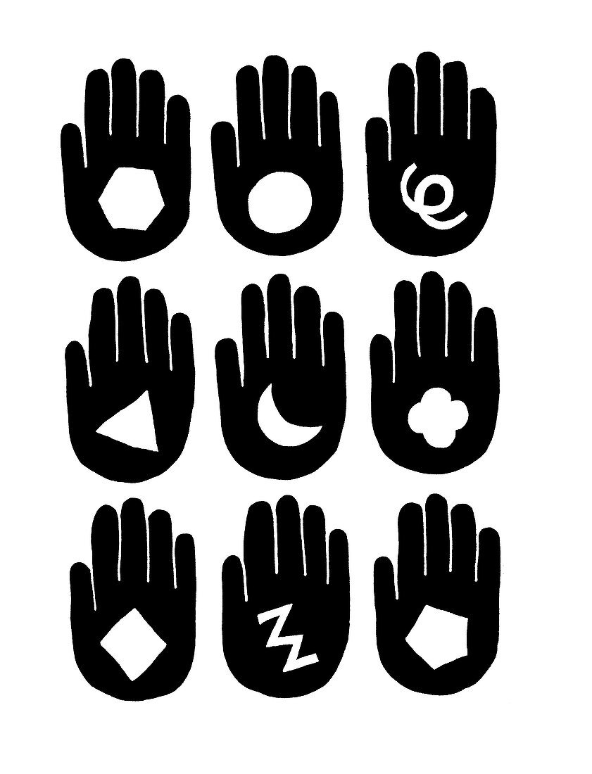 Hands showing various different symbols