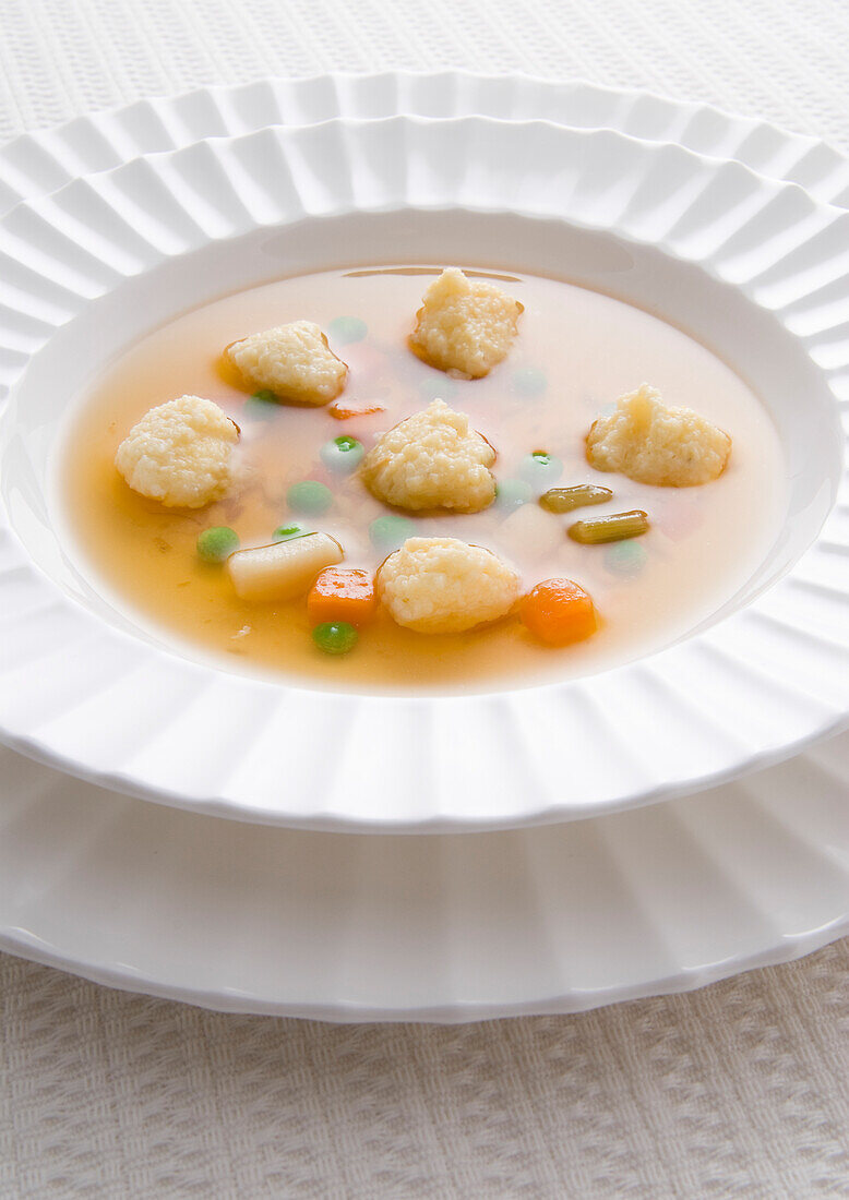 Semolina dumplings in clear soup
