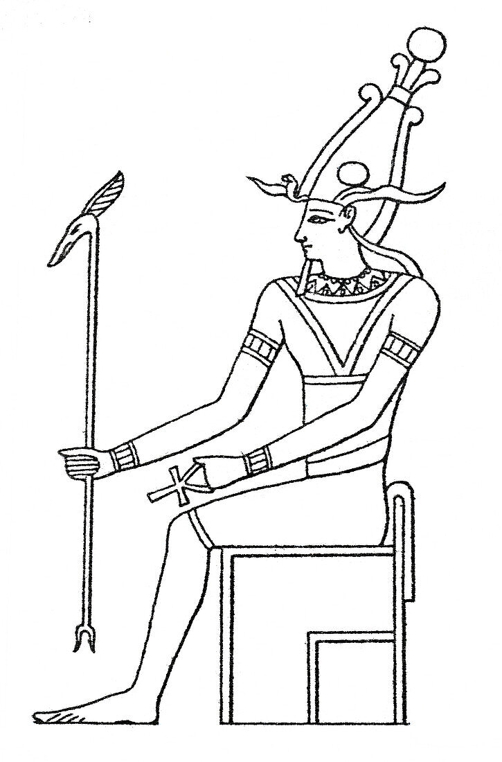 Pharaoh sitting on his throne, illustration