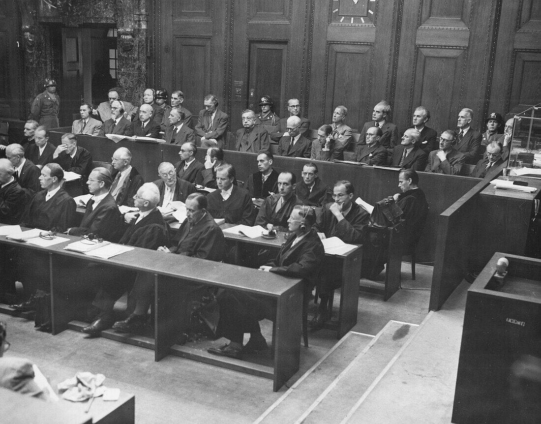 Defendants dock at the IG Farben Trial