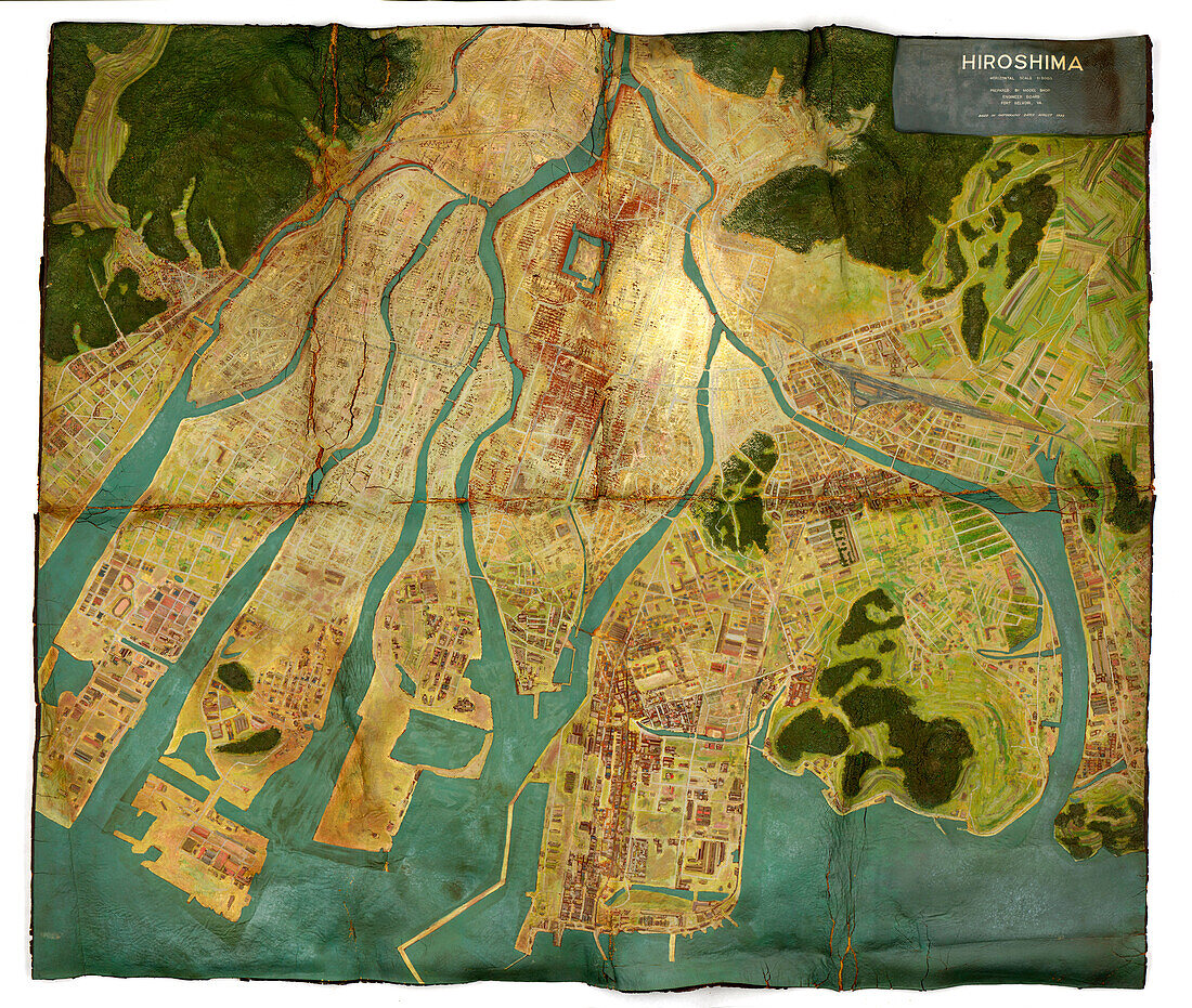 Topographical map of Hiroshima, Japan