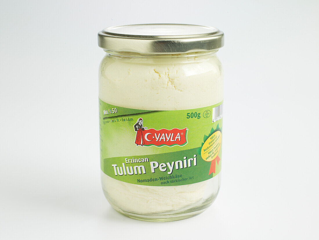 Turkish Tulum Peyniri ewe's milk cheese in jar