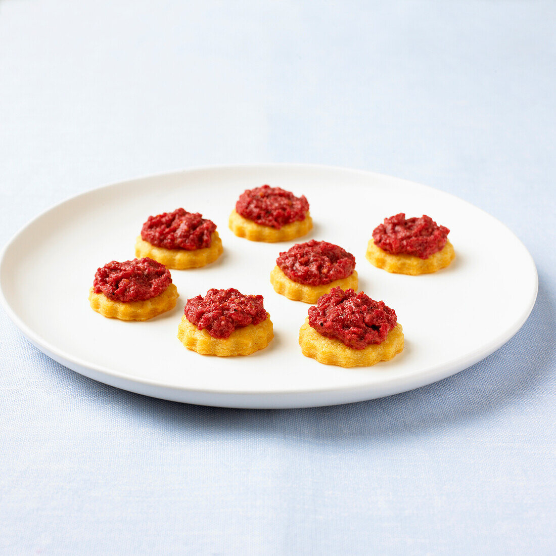 Parmesan shortbread topped with beetroot
