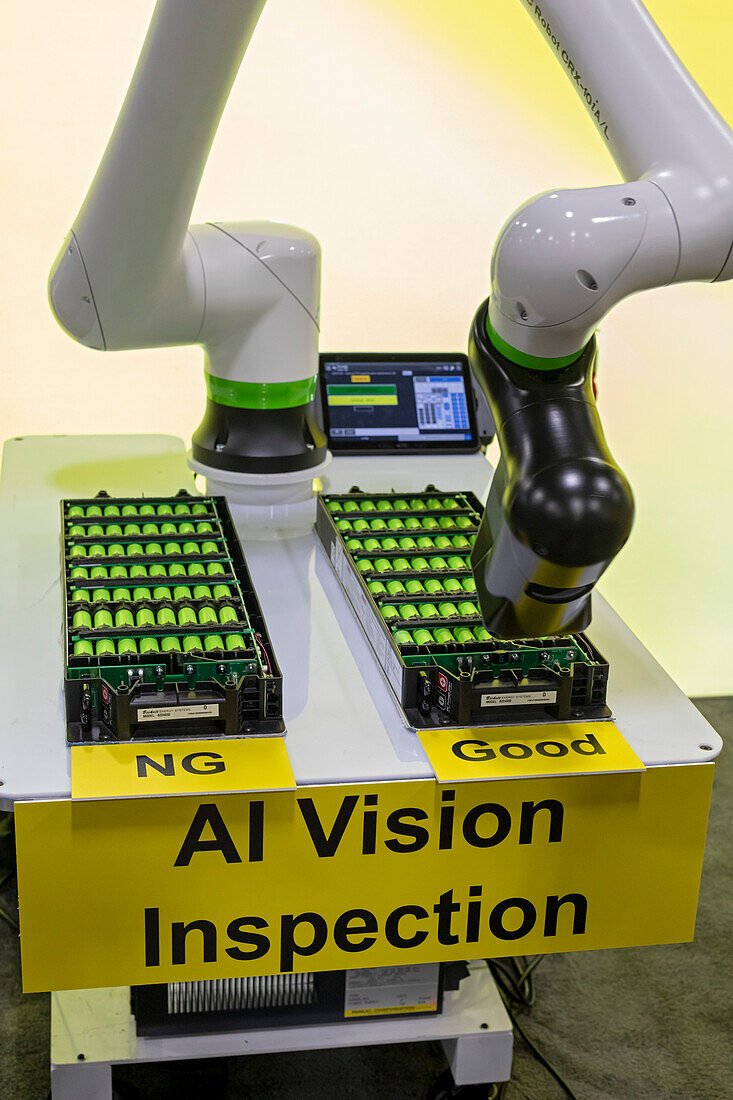 Robot inspecting battery cells