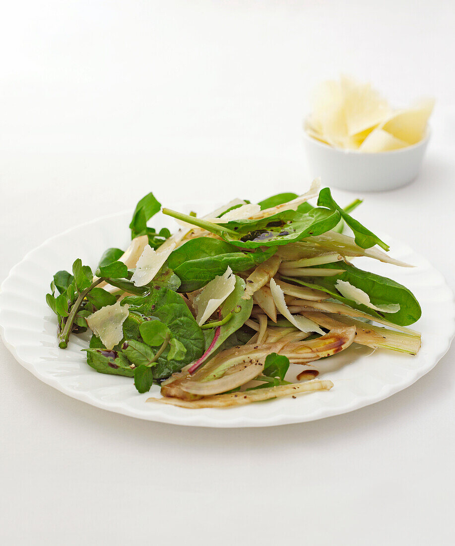Plate of fennel salad and parmesan