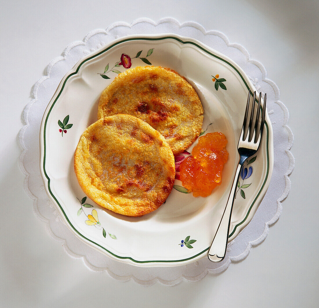 French apricot jam pancakes