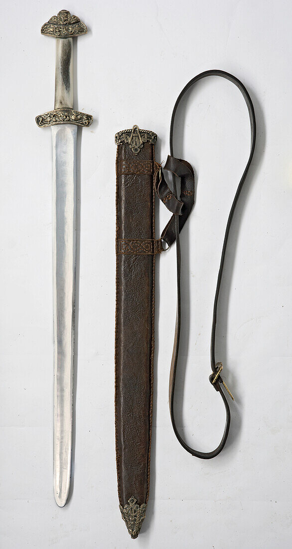 Anglo-Saxon sword and leather scabbard