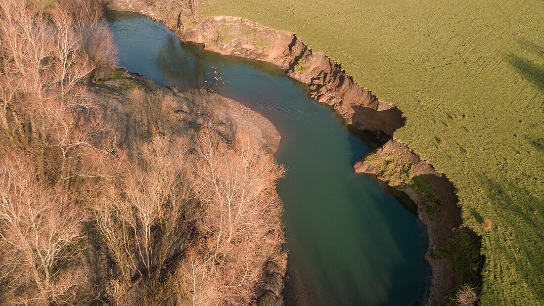 Bank of River Loughor, Wales, aerial photograph