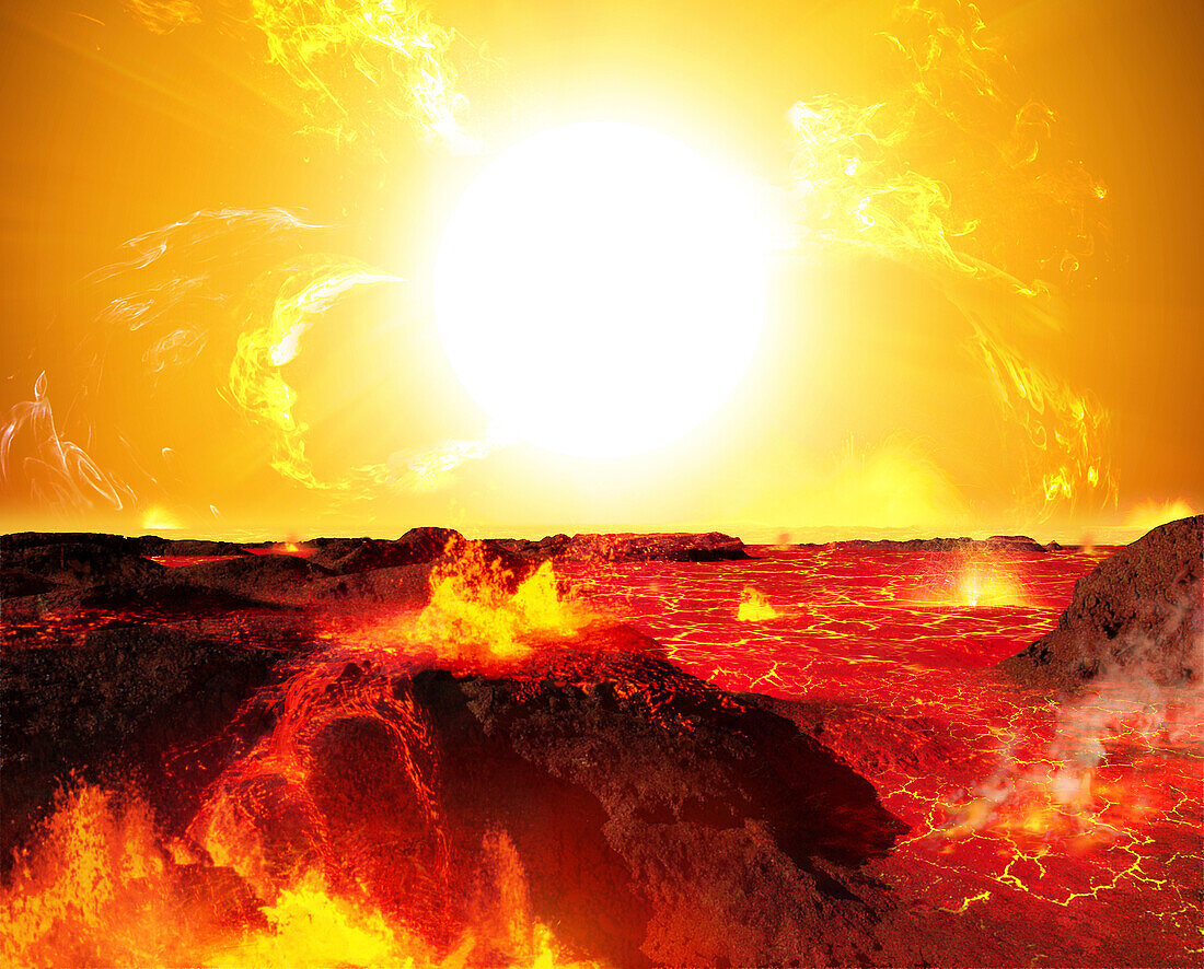 Exoplanet 55 Cancri e and its molten sea, illustration