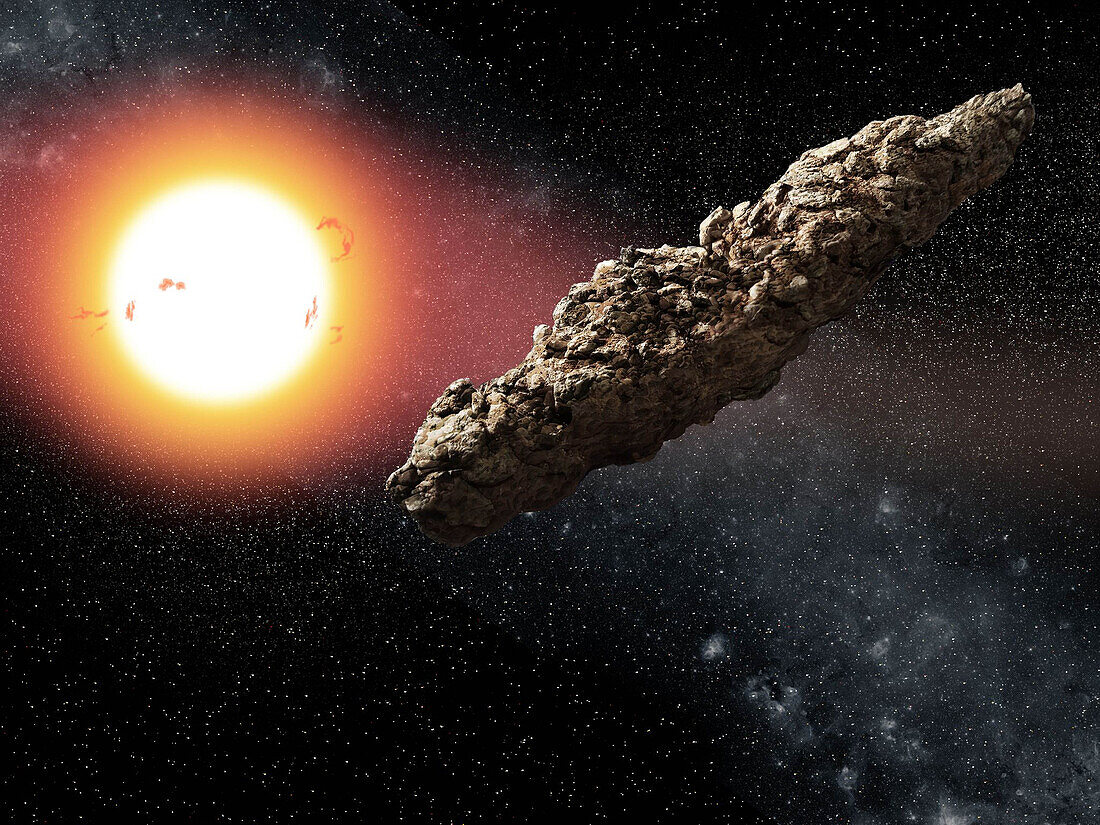 Oumuamua as a conglomerate object, illustration