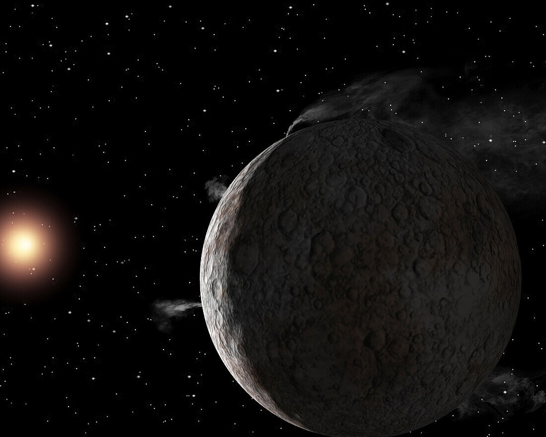 Plumes of gas being emitted by Ceres, illustration