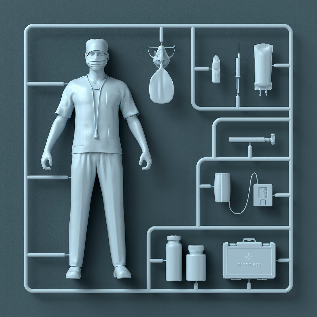 Nurse model assembly kit, illustration