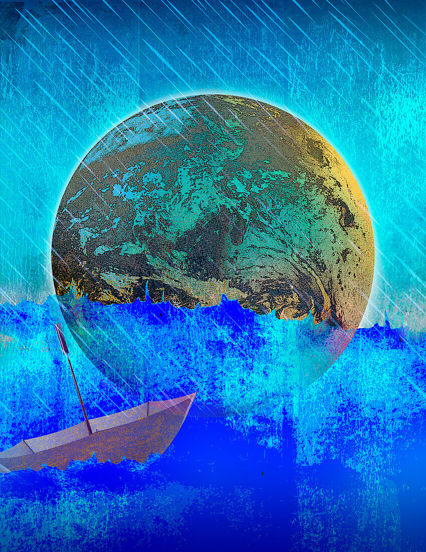 Global flooding, illustration