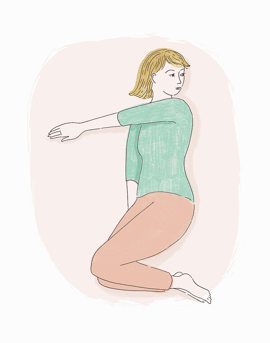 Woman doing stretch exercises, illustration