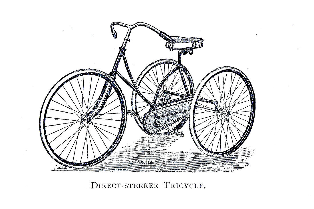 Direct steerer tricycle, 19th century illustration