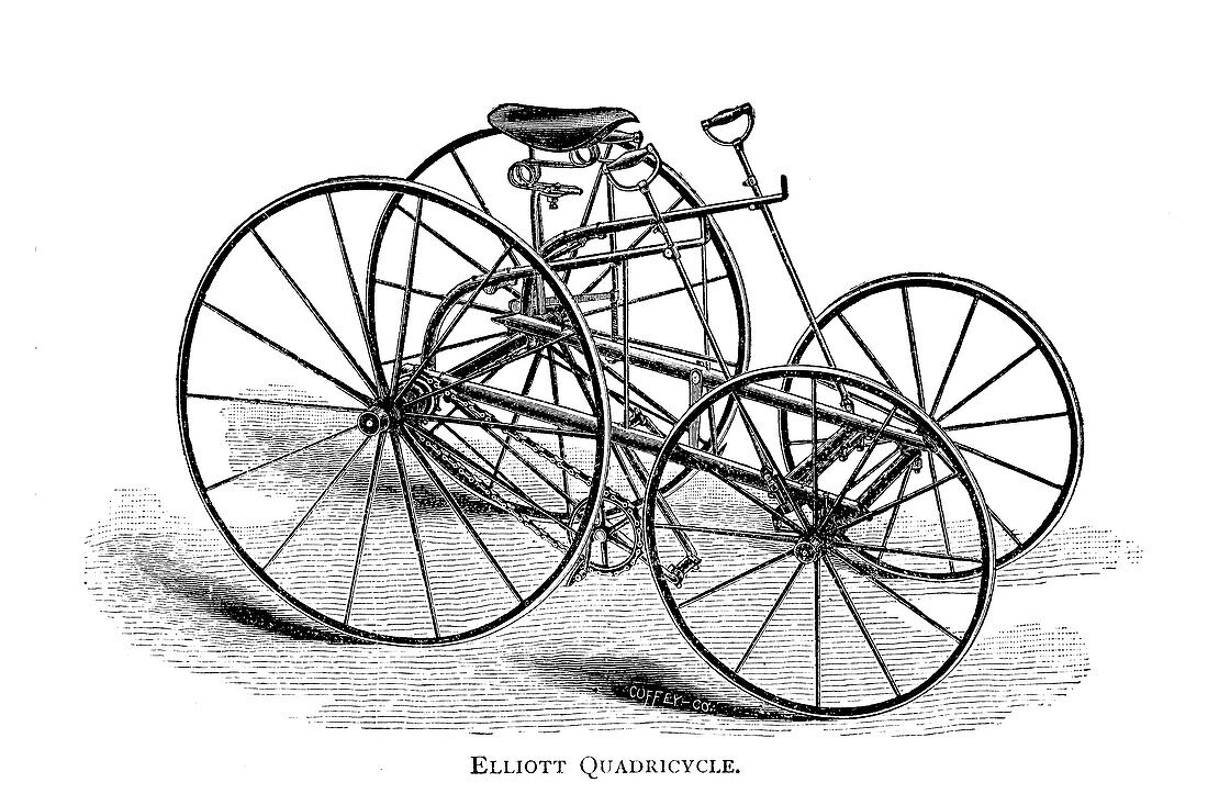 Elliott quadricycle, 19th century illustration