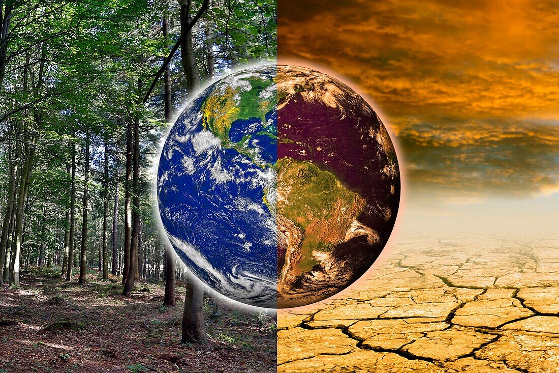 Climate change, conceptual composite image