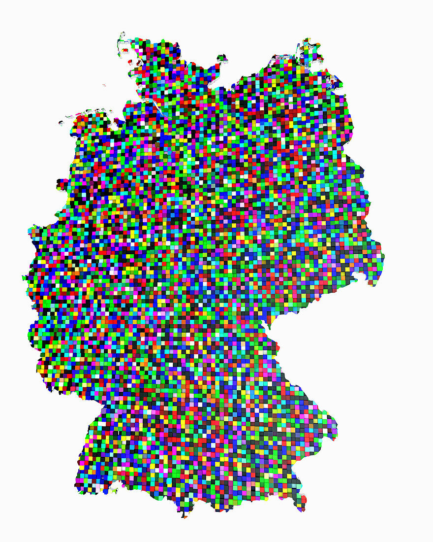 Map of Germany composed of squares, composite image