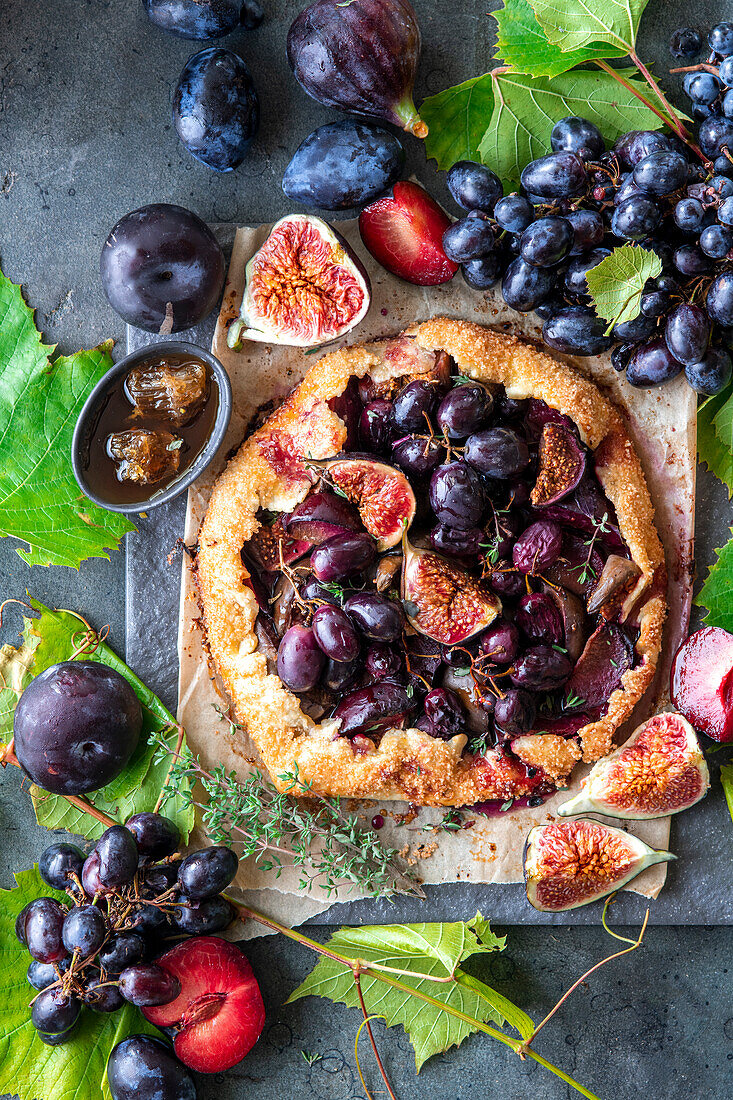 Galette with autumn fruit