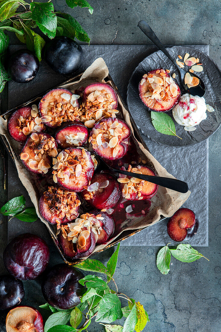 Baked plums