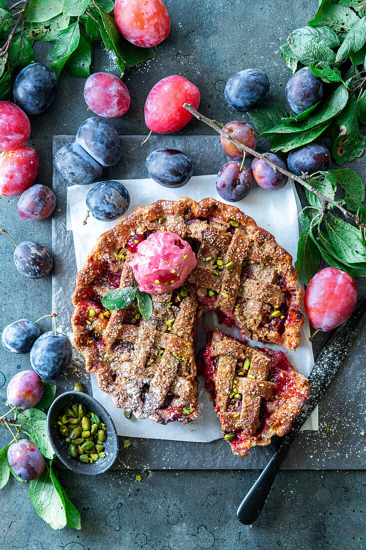 Plum and Pistachio Cake