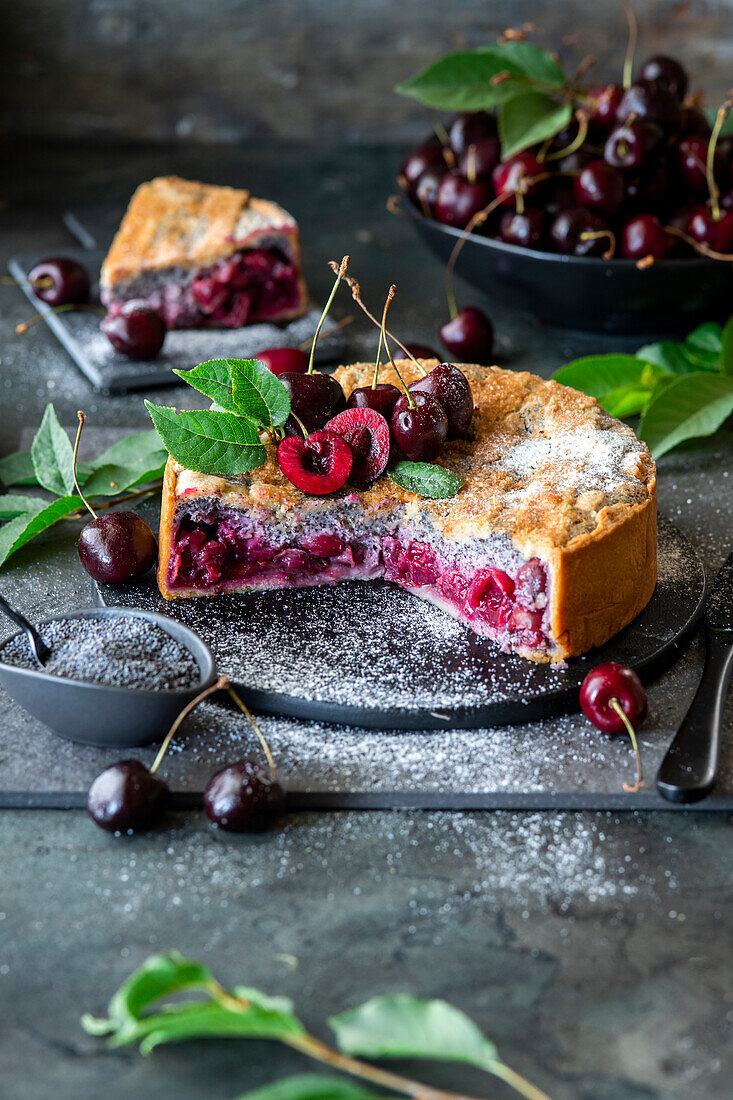 Cherry and poppy seed cake