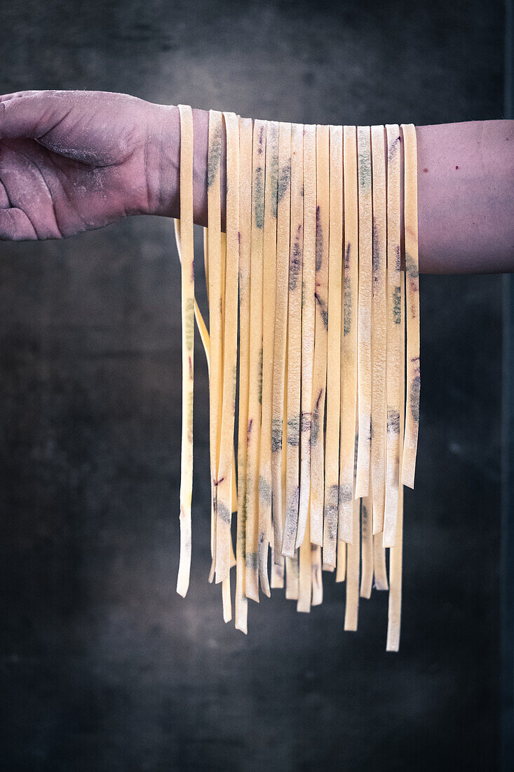 Handmade pasta with microherbs