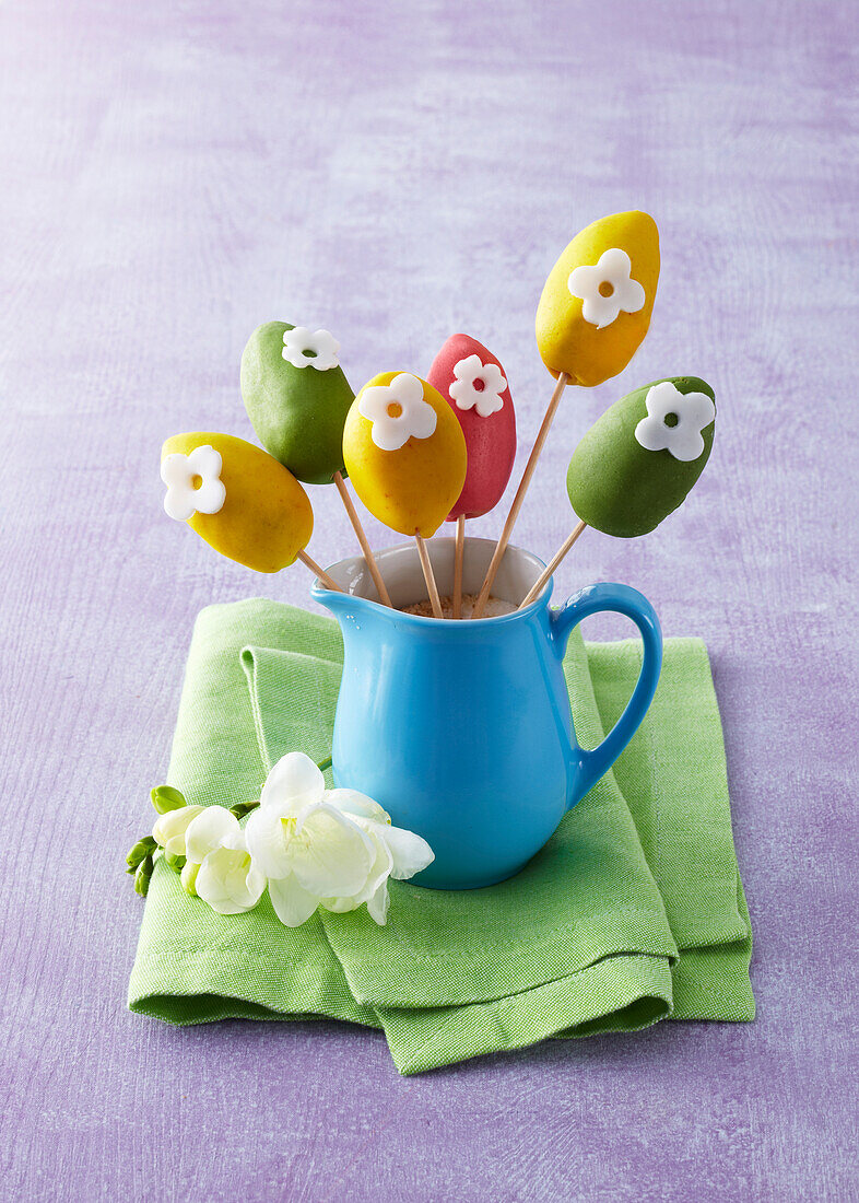 Colorful cake pops in Easter egg shape